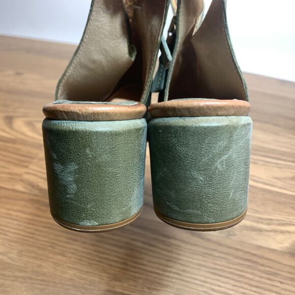 Miz Mooz Leather Heeled Sandals Berkeley Sage Green Womens 40 - Picture 4 of 16